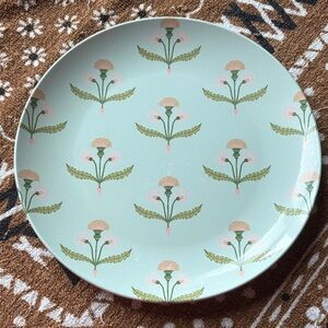 Floral Patterned Melamine Dinner Plate - Green and Pink